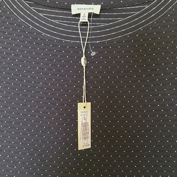 ☆NWT Max studio halfsleeve polkadot pleated dress☆ - Picture 5 of 9